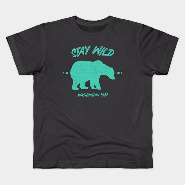 Stay Wild Washington State Bear Kids T-Shirt by Tip Top Tee's